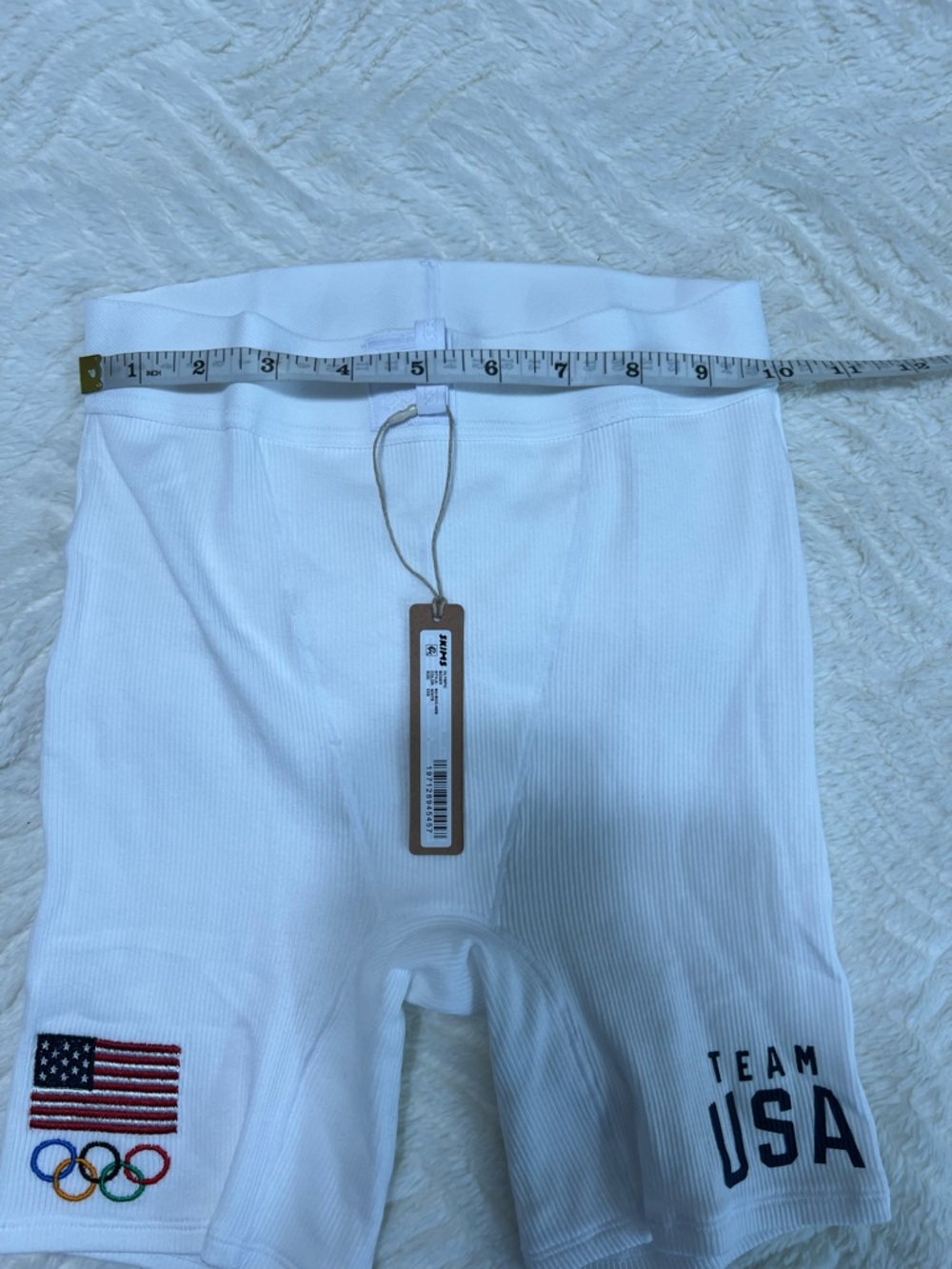 Skims Team USA Olympic Boxer Shorts XXS White Ribbed Cotton NWT - Picture 13 of 16